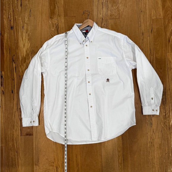 Tommy Hilfiger Custom-Fit Th Flex Solid Oxford Shirt Men's XL Bright White L/S - Picture 8 of 8